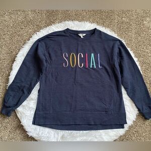 Wildfox Social Embroidered Crew Neck Top Lightweight Women’s Soze XS